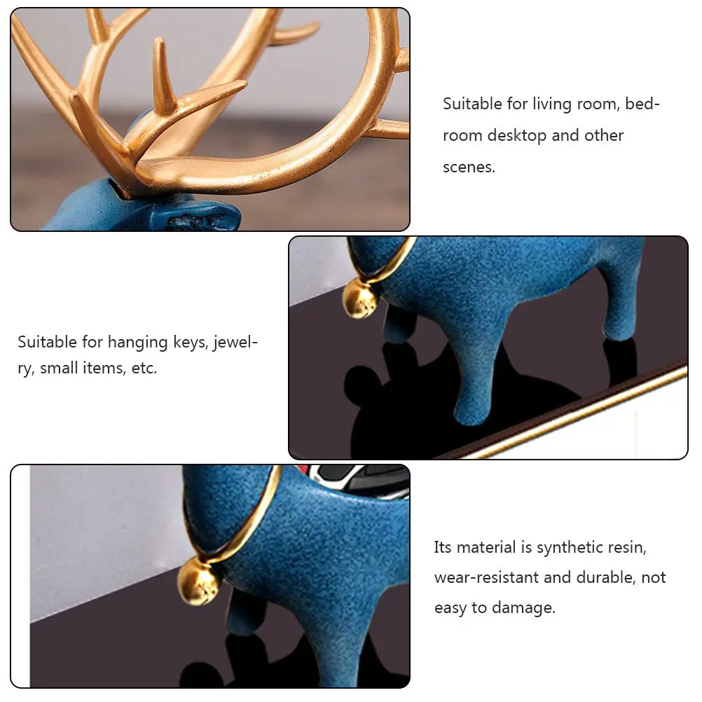 1 قطعة حاوية تخزين قرن الوعل الرخام دائم الراتنج الزخرفية زخرفة حامل سطح المكتب للسلع الصغيرة والمجوهرات