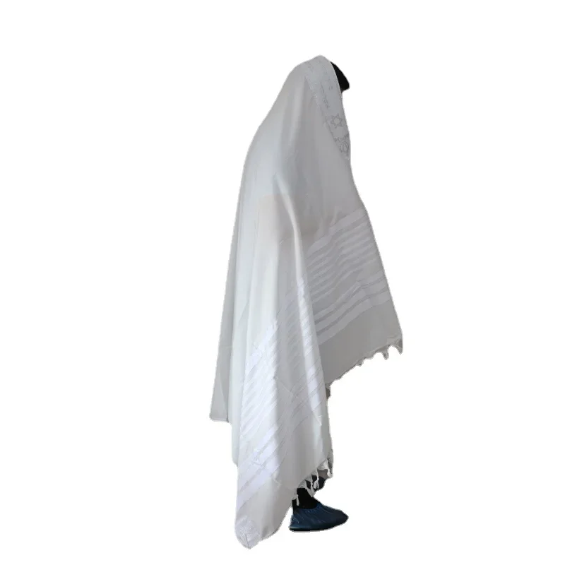 Tallit Prayer Shawl 140x190cm Israel Jewish Large Size Tallits White Talit Tzitzits for Women Men Gift Scarf Star of David