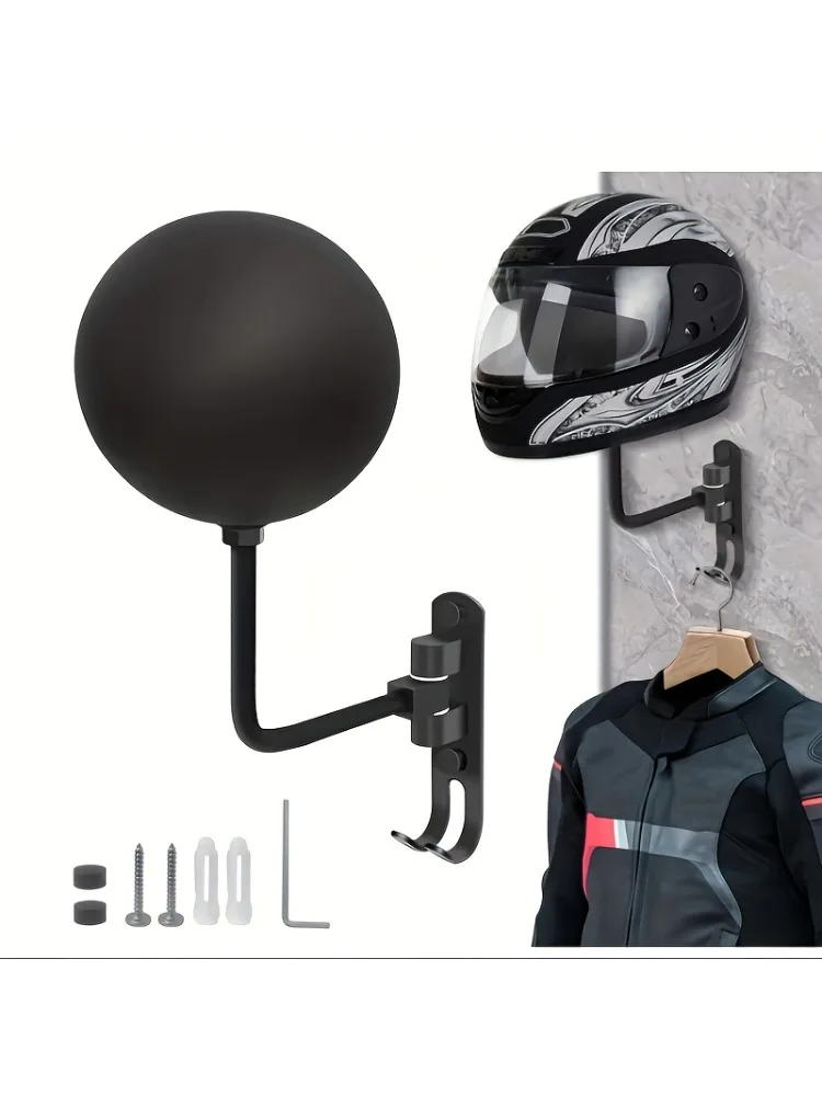 AliExpress NONE 180° Rotary Motorcycle Helmet Wall Hanger with Hooks for Jacket Hat Sport Gear Bike Helmet Garage Home Storage Rack