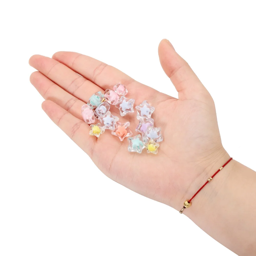 20 teile/los fünfzackige Stern transparente Farbe klar Acryl Spacer lose Perlen für Schmuck machen DIY Armband Zubehör – Detail 8