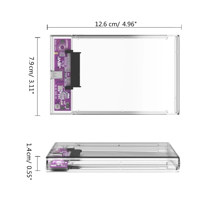 

Transparent 2.5in TypeC 3 HDD Box Hard Disk Drive Enclosure External