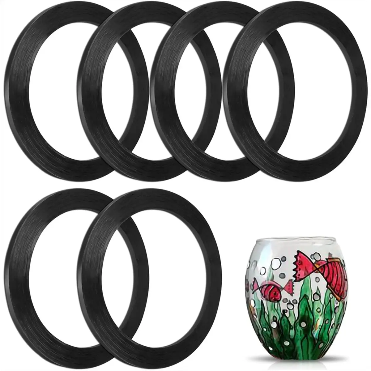 6 Pack Colored Glass Wire - Glass Applique Wire Roll - Black PET Colored Glass Artificial Wire for Glass Painting