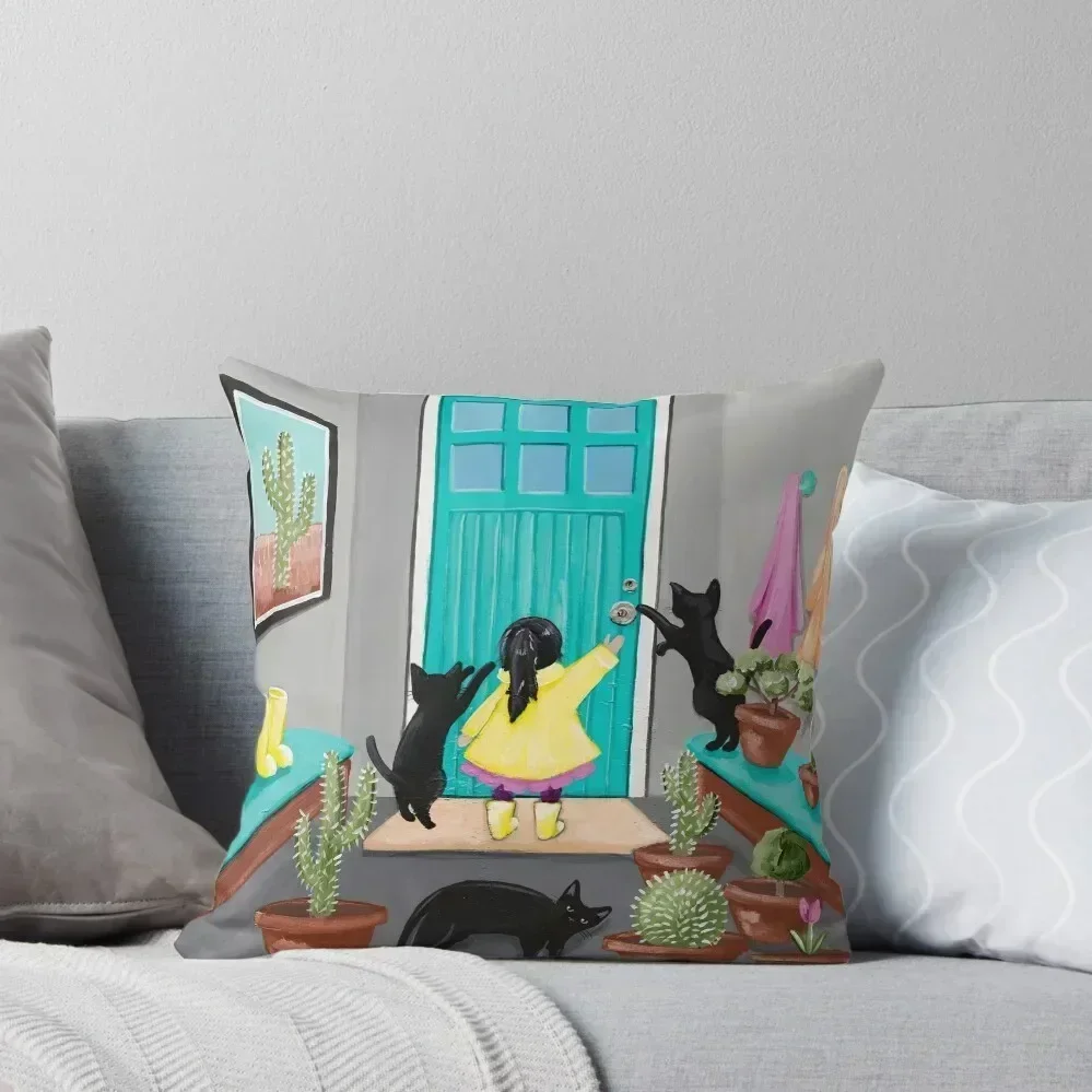 

Little Girl and Cats Throw Pillow Anime Couch Pillows christmas decorations for home 2025 Cushion Cover Set pillow