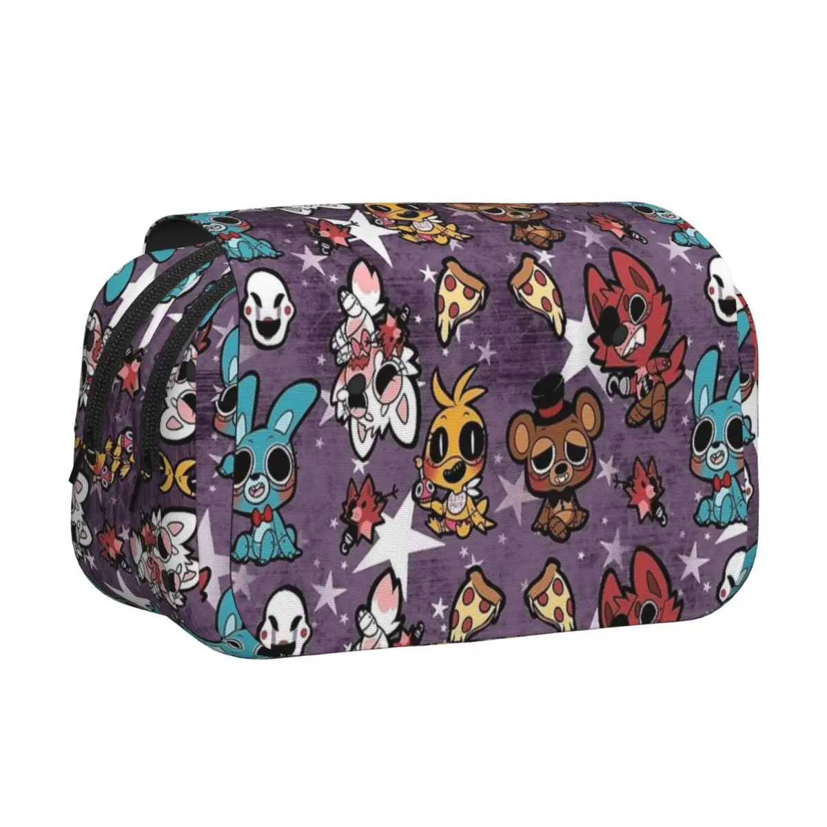 FNAF At Freddys Double Clamshell Pen Case Pencil Pouch Pen Holder for Student Large Storage Bags Office Gift Stationery
