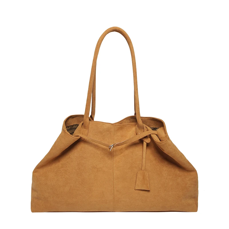 Women Suede Tote Bag Solid Color Shoulder Bag Large Capacity Handbags Trendy Satchel Bags Work Travel Shopping Commuter Tote Sac