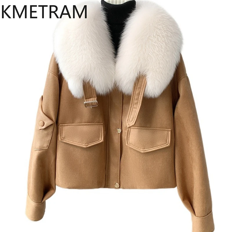 KMETRAM Daunenjacke mit natürlichem Fuchspelzkragen für Damen, 2025, Winter, neuer Stil, kurzer Pelzmantel für Damen, Temperoхок Quiz Diego Diego Diego