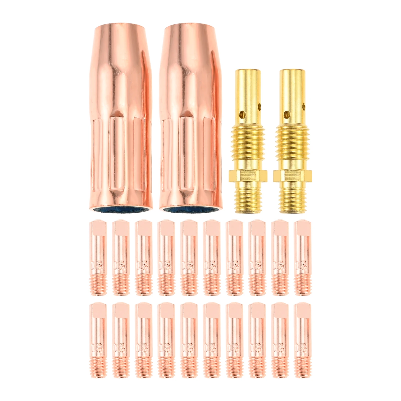 24PCS 0.8/0.9mm Mig Welding Gun Accessory Kit Contact Tip Gas Nozzle Diffuser For Tweco Mini/#1 Lincoln Magnum 100L K530 Series