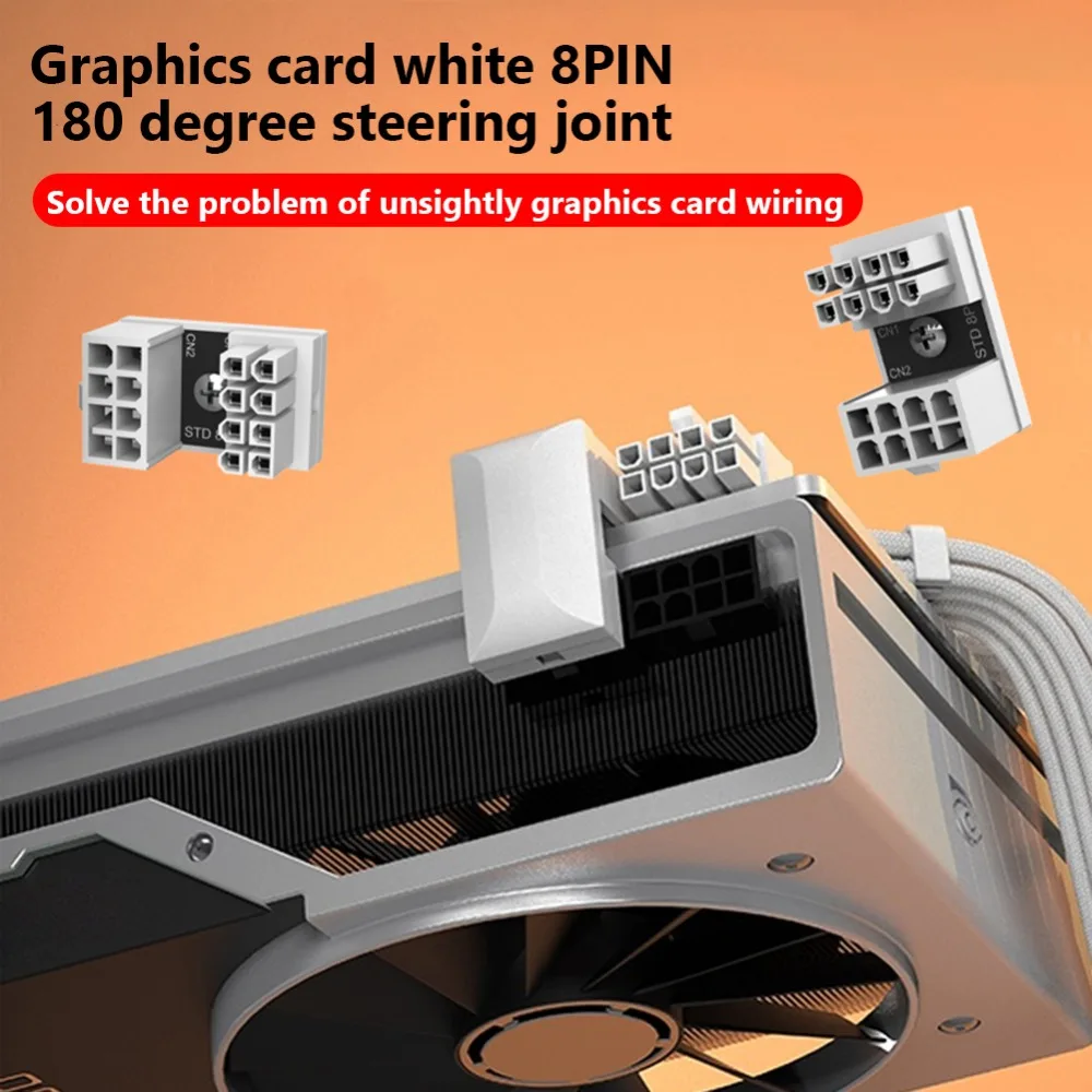 GPU VGA PCIe Positive Direction Graphics Card Connector Graphics Power Adapter 180 Degree Angle Connector PCIe 8 Pin Adapter