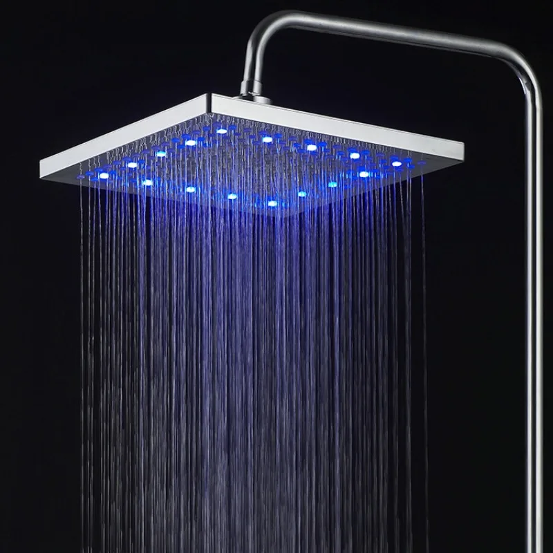 LED Self-generating Luminous Top Spray, Colorful Self-changing 8-inch Square Top Spray Shower Set Bathroom Set Shower System Set