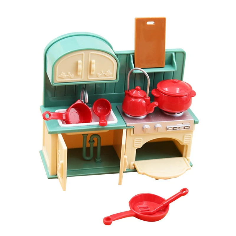 Mini cocina de simulación para niños, espátula, juego de lavabo, decoración de casa de muñecas, juguetes de Casa de juegos, 1:18