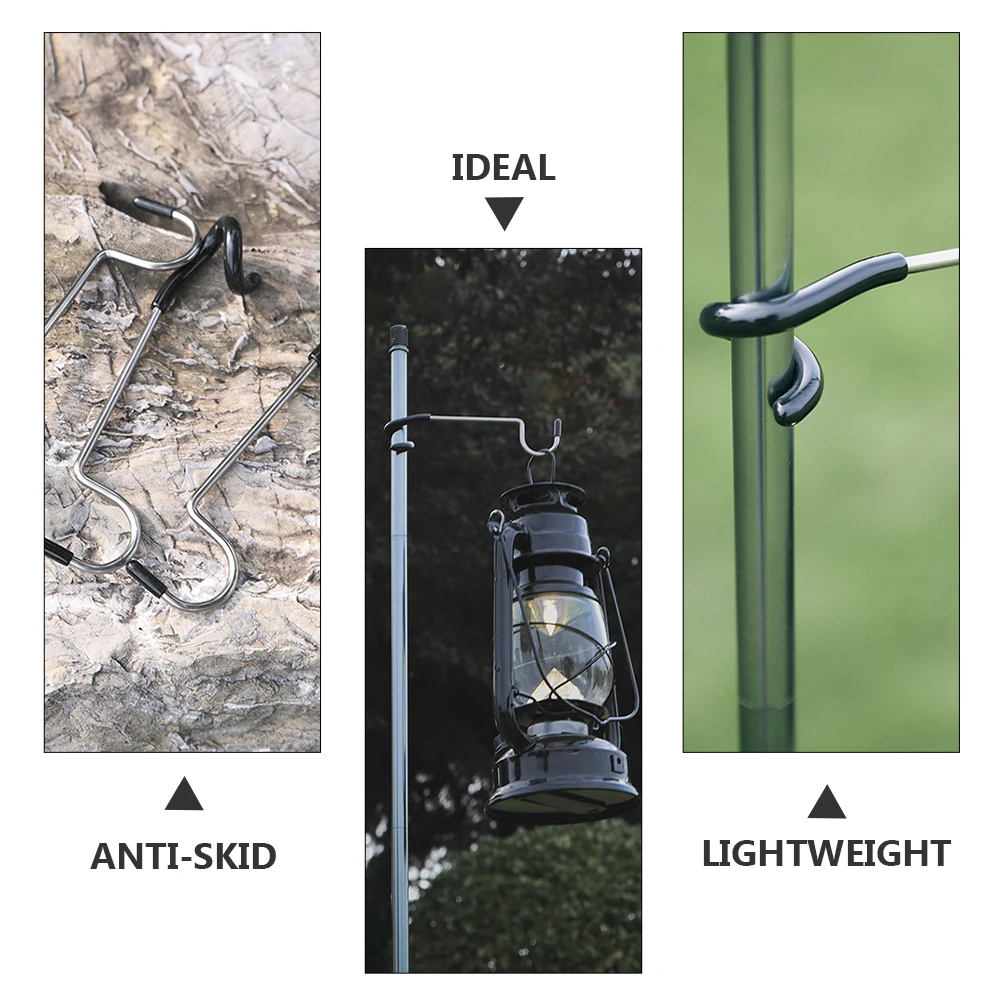 

2pcs StainlessSteelHooks LightweightPortable OutdoorCamping TravelHiking GatheringSupplies SpiralEnd CastIron