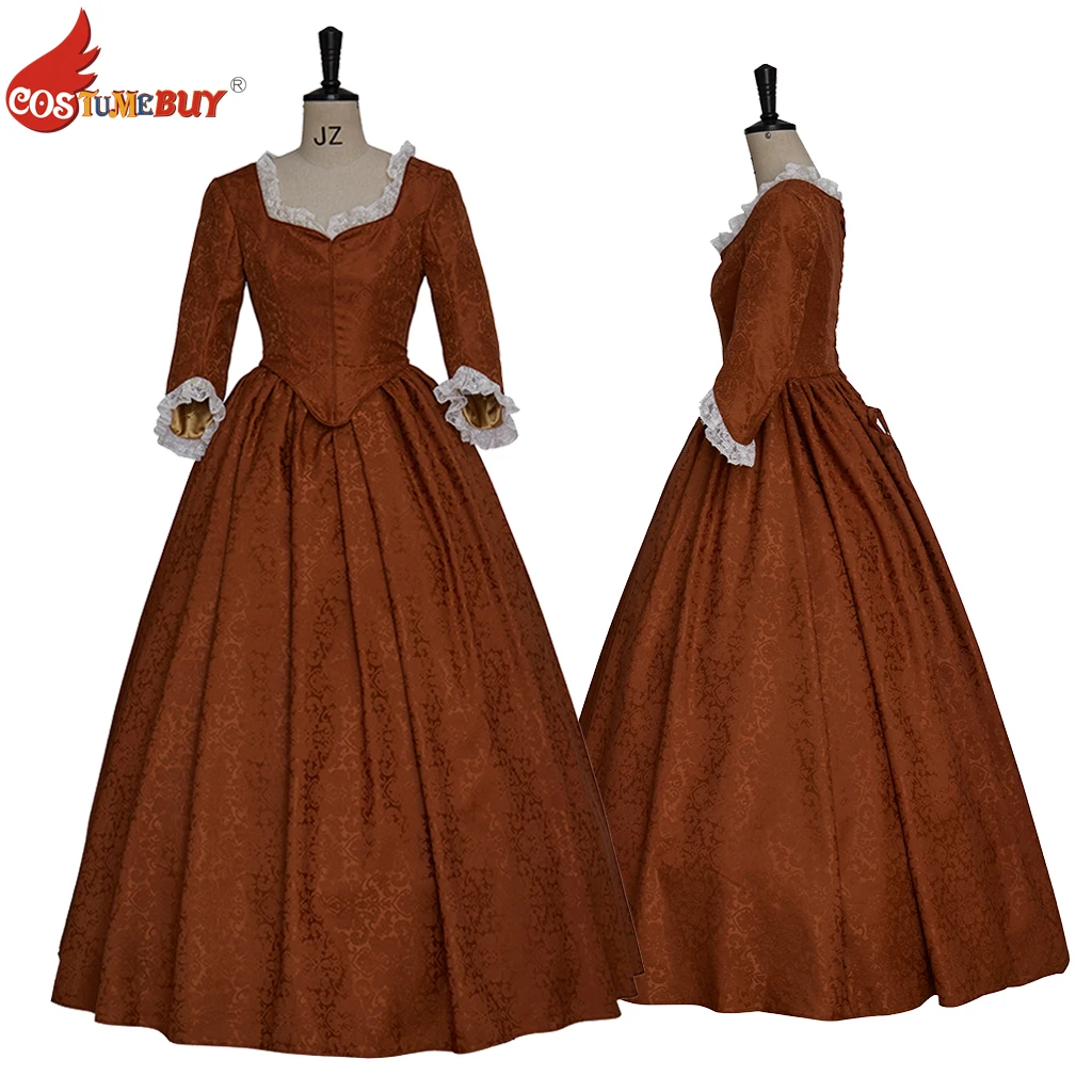 

18 19th Century Brown Brocade Vintage Dress Women's Victorian Costume Stage Medieval Gown