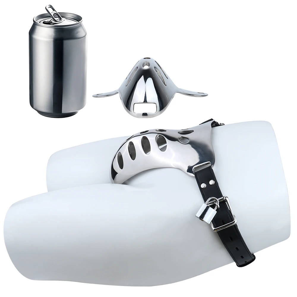 QKKQ Wearable Heavy Stainless Steel Adult Briefs With Microfiber Leather Cock Cages Penis Bondage Chastity Cage Metal Underwear