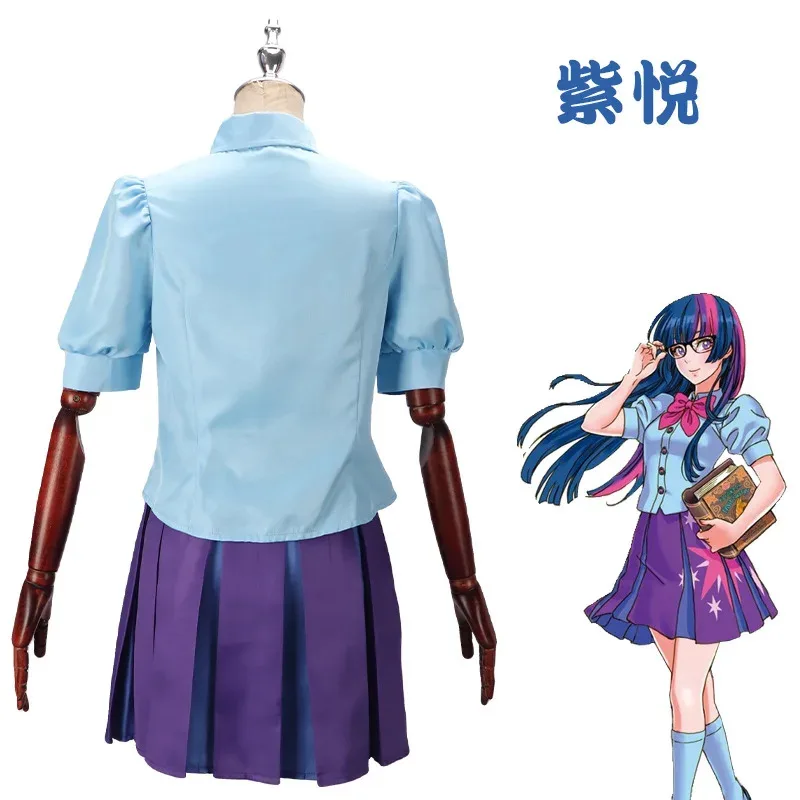 الشفق البريق تأثيري حلي زي مدرسي البدلة الأرجواني الشعر ماجيك الحصان يونيكورن المهر جديد هالوين زي للإناث