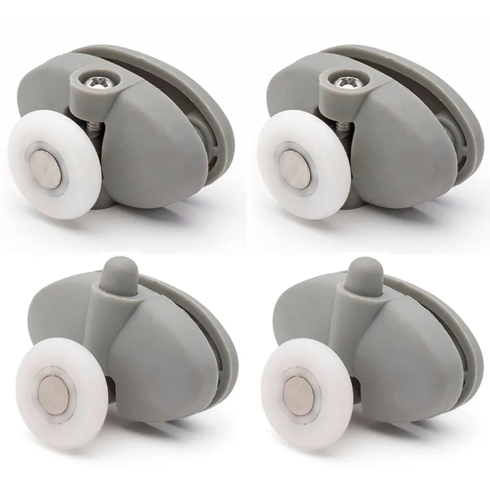 Rueda de corredor de rodillo para puerta de ducha de mariposa, diámetro de 23mm/25mm, juego de 8 (dos tornillos de distancia de 30mm), 4 Uds./8 Uds.