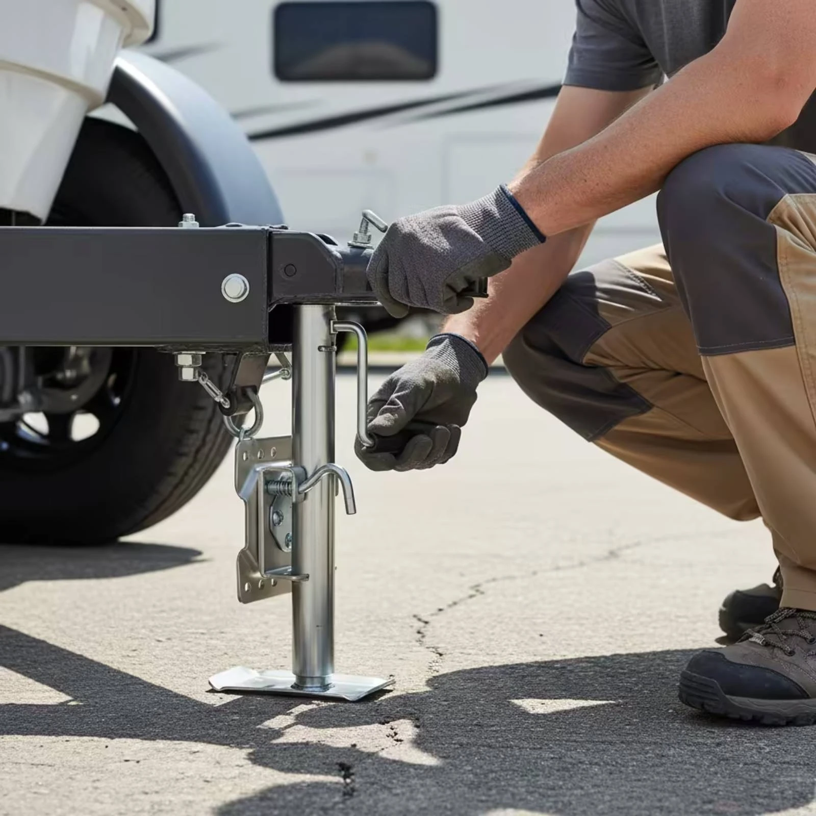 Trailer Jack with Wheel Swivel Side-Wind Trailer Jack Hardware Easy-Turn Corrosion-Resistant for Boat Owners view 3