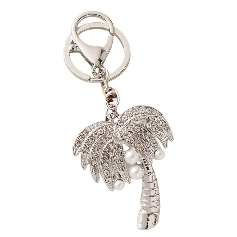 Stylish Coconut Tree Palm Key Chain For Women Men Creative Gold Color Alloy Keyring Ornament Bag Purse Charm Accessories