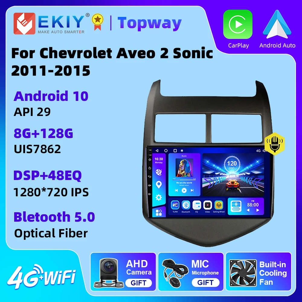 EKIY For Chevrolet Aveo 2 Sonic T300 2011-2015 Car Radio Multimedia Player Navigation GPS 2din Android 10 Autoradio CarPlay