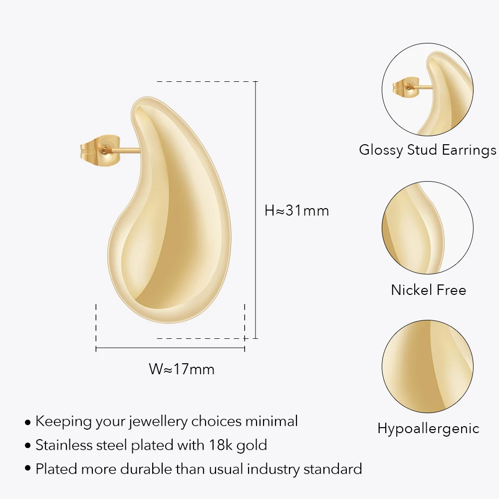 ENFASHION Aretes De Mujer Big Glossy Stud Earrings For Women Gold Color And Stainless Steel In Earings Fashion Jewelry Gift 1517