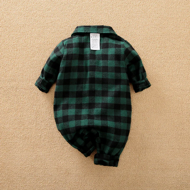 2024 Spring and Autumn Cute Plaid 0-18 Months Fashion Boys Girls Baby Outfit Infant Clothes Toddler Jumpsuit Costume Long Sleeve