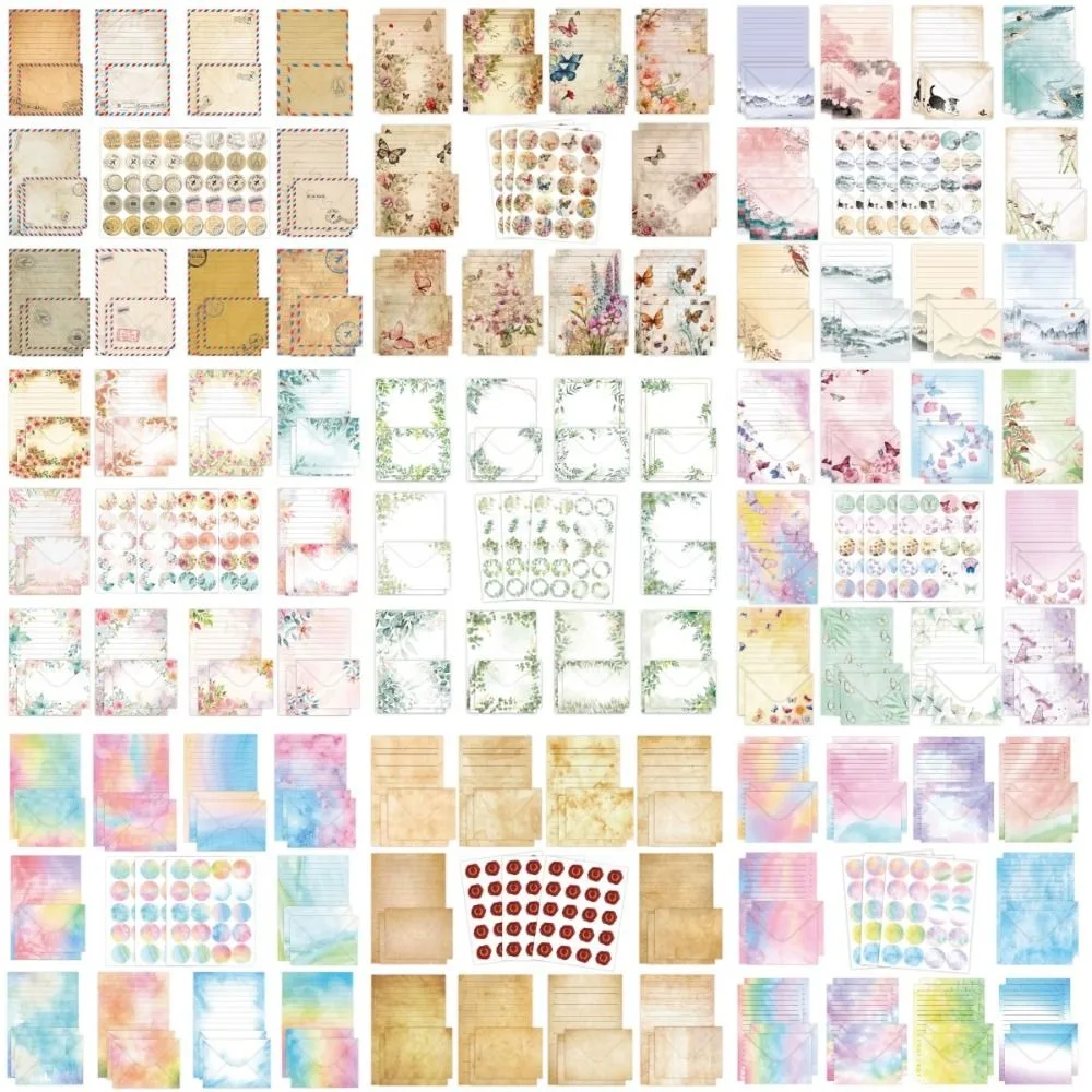 160 stuks aquarel briefpapier en envelop set uitnodigingskaart DIY ansichtkaarten briefpapier schrijfpapier artistiek ontwerp vintage