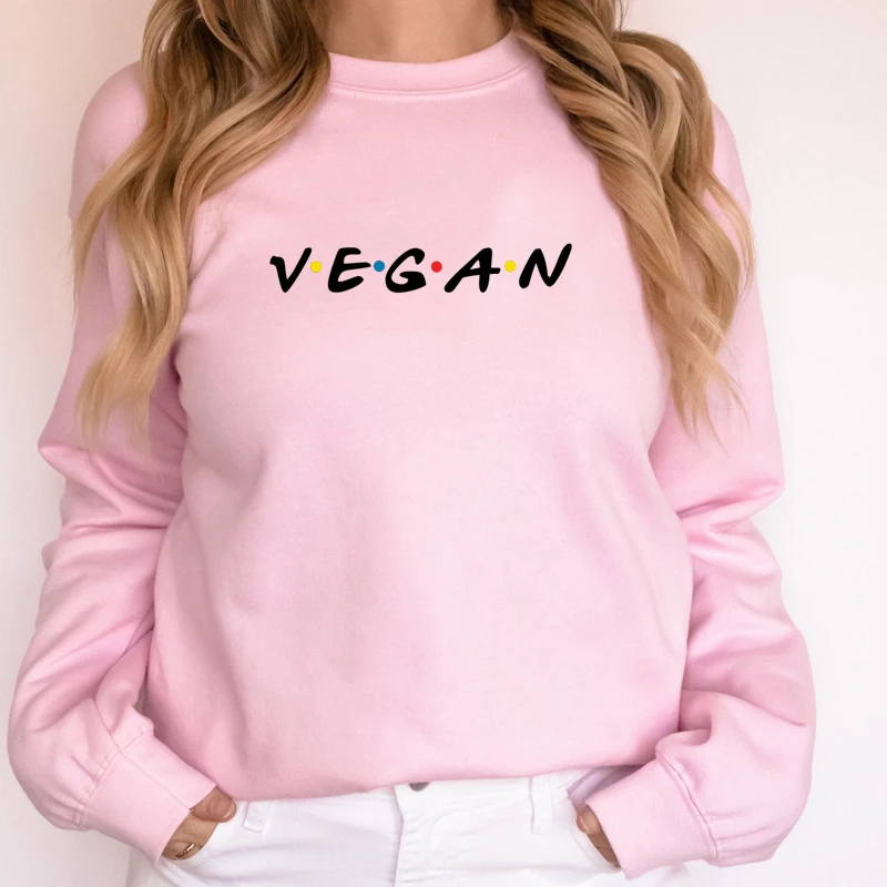 Friends Vegan Women Sweatshirt Long Sleeve Graphic Hoodies O Neck Streetwear Outfits Loose Jumpers Ladies Clothing Femme Tops