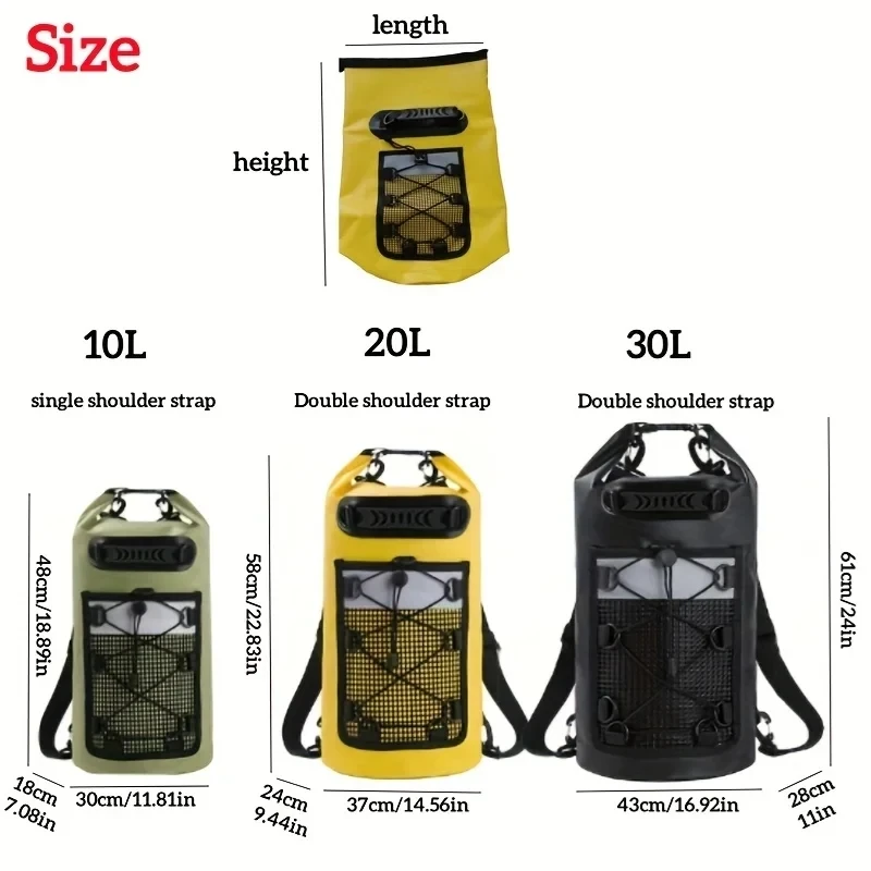 Swimming PVC Pack Dry Bag Camping Backpack for Waterproof Kayak Trekking Canoeing Drifting Rafting Surfing Boating Bag 20L 30L