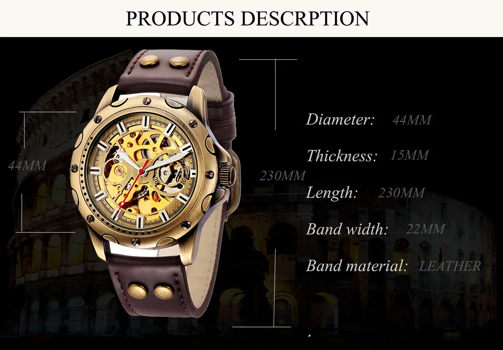 SHENHUA Orologio meccanico automatico scheletrato in bronzo retrò Puntatore luminoso Orologi impermeabili Orologio da uomo di lusso delle migliori marche