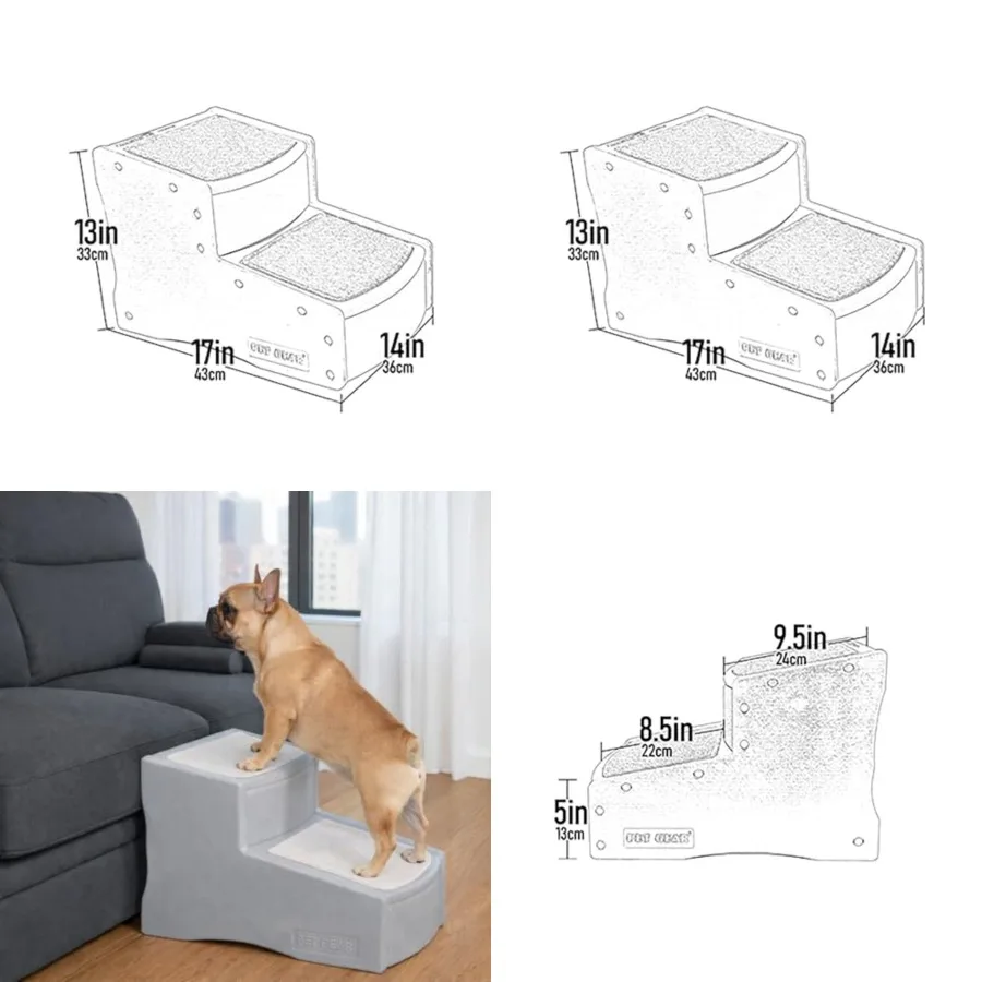 

Easy Step II Pet Stairs, 2 Step for Cats/Dogs up to 75-pounds, Portable, Removable Washable Carpet Tread, No Tools Required