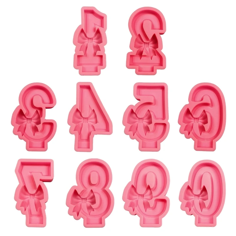 Silicone Molds Bowknot Number Molds Handmade Baking Molds Epoxy Resin Mold Birthday Castings Molds Craft Supplies