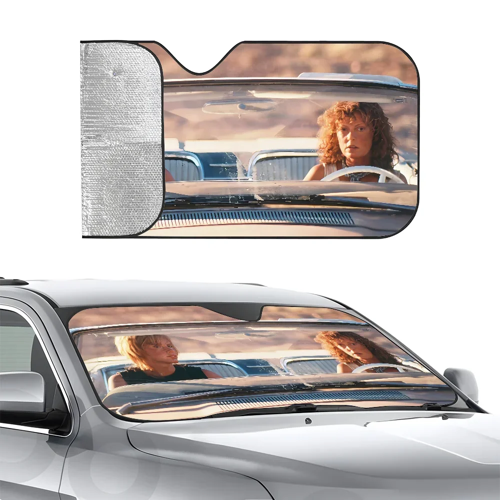 

Автомобильный солнцезащитный козырек T-Thelma & L-Louise, трехслойная изоляция, переднее лобовое стекло автомобиля, солнцезащитный козырек на присоске, блоки УФ-лучей, солнце
