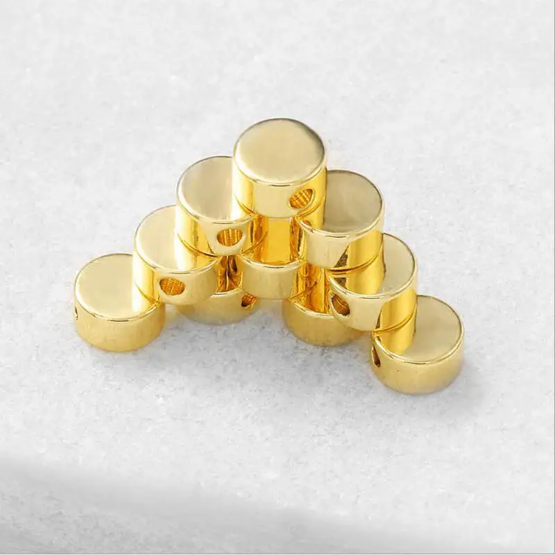 10PCS 5x3MM 14K Reales Gold Überzogene Messing Runde Wohnung Spacer Perlen Armband Perlen Hohe Qualität diy Schmuck Zubehör