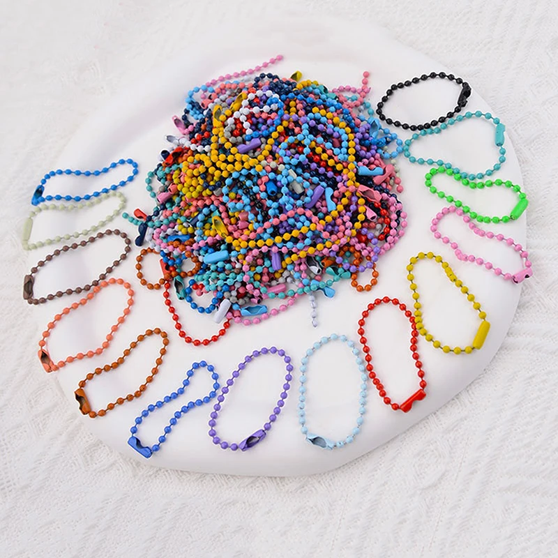 100pcs Ball Bead Chains Fits Key Chain Dolls Label Hand Tag Connector For DIY Bracelet Jewelry Making Accessories