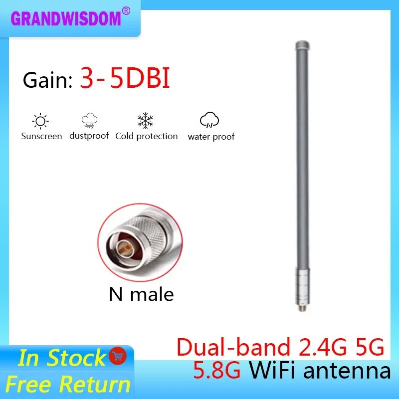 

GWS серый цвет двухдиапазонный 5,8G телефон 2,4G 5 dbi LoRa WiFi антенна Bluetooth наружная базовая станция N Мужская FRP антенна iot pbx