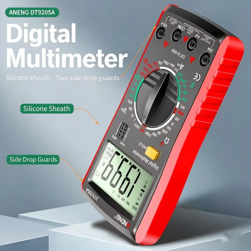 9205A Digital Multimeter 1999 Count Auto Ranging Multimeter AC/DC Voltage Current Resistance Capacitance Diode Continuity Tester