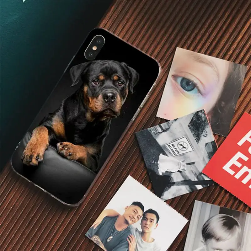 FHNBLJ Cute Rottweiler Dog Phone Case for iPhone 11 12 13 Mini Pro Max 8 7 6 6S Plus X 5 SE 2020 XR XS Case shell