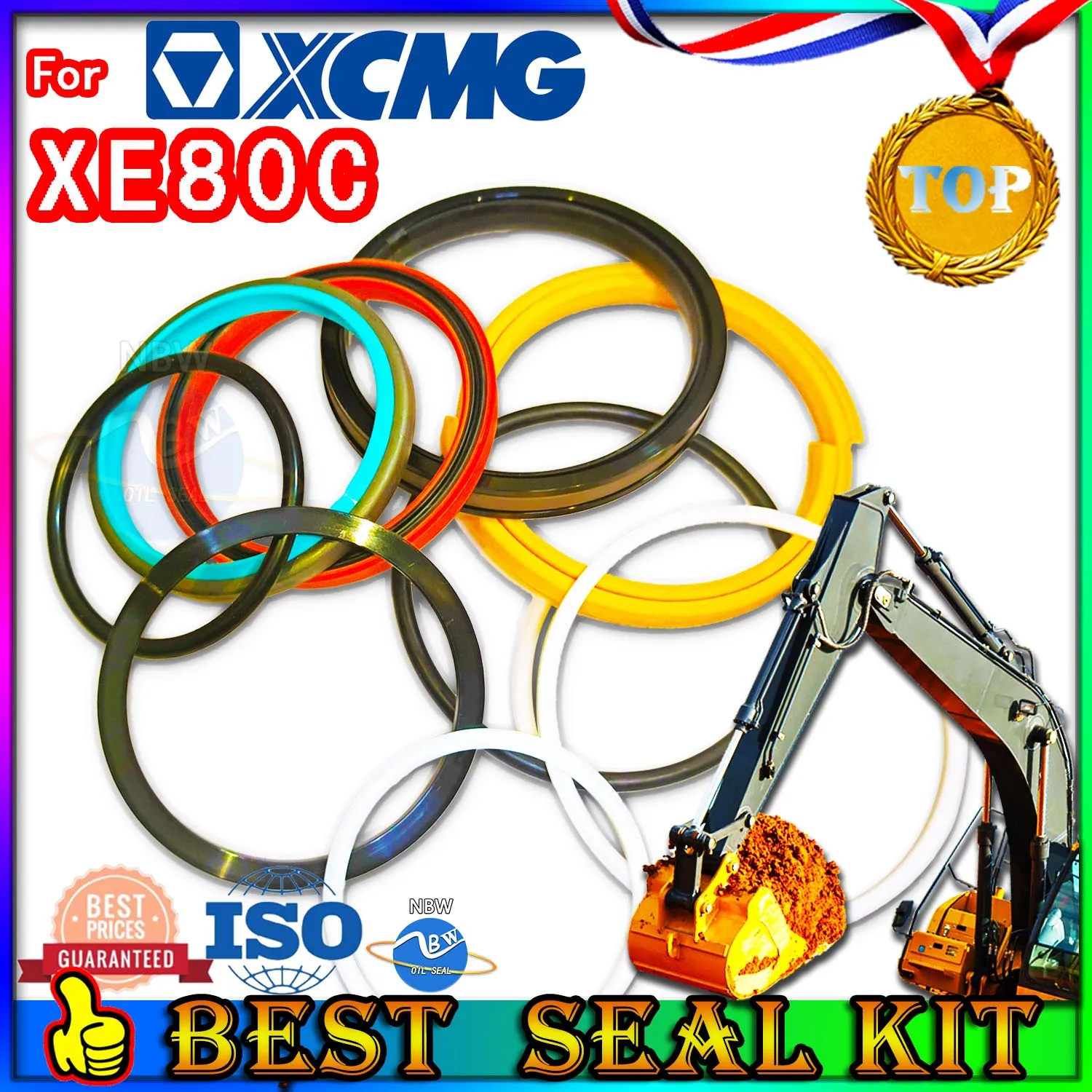 For XCMG XE80C Oil Seal Repair Kit Boom Arm Bucket Excavator Hydraulic Cylinder Rebuild Parts MOTOR Piston Rod Shaft Replacement