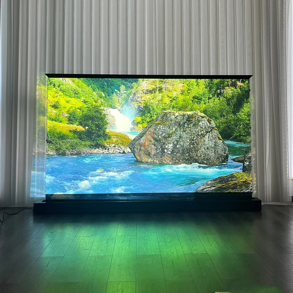 

72-150 Inch Smart Voice Control Floor Rising Projector Screen 16:9 8K Grey Crystal Long Throw ALR Motorized Projector Screen