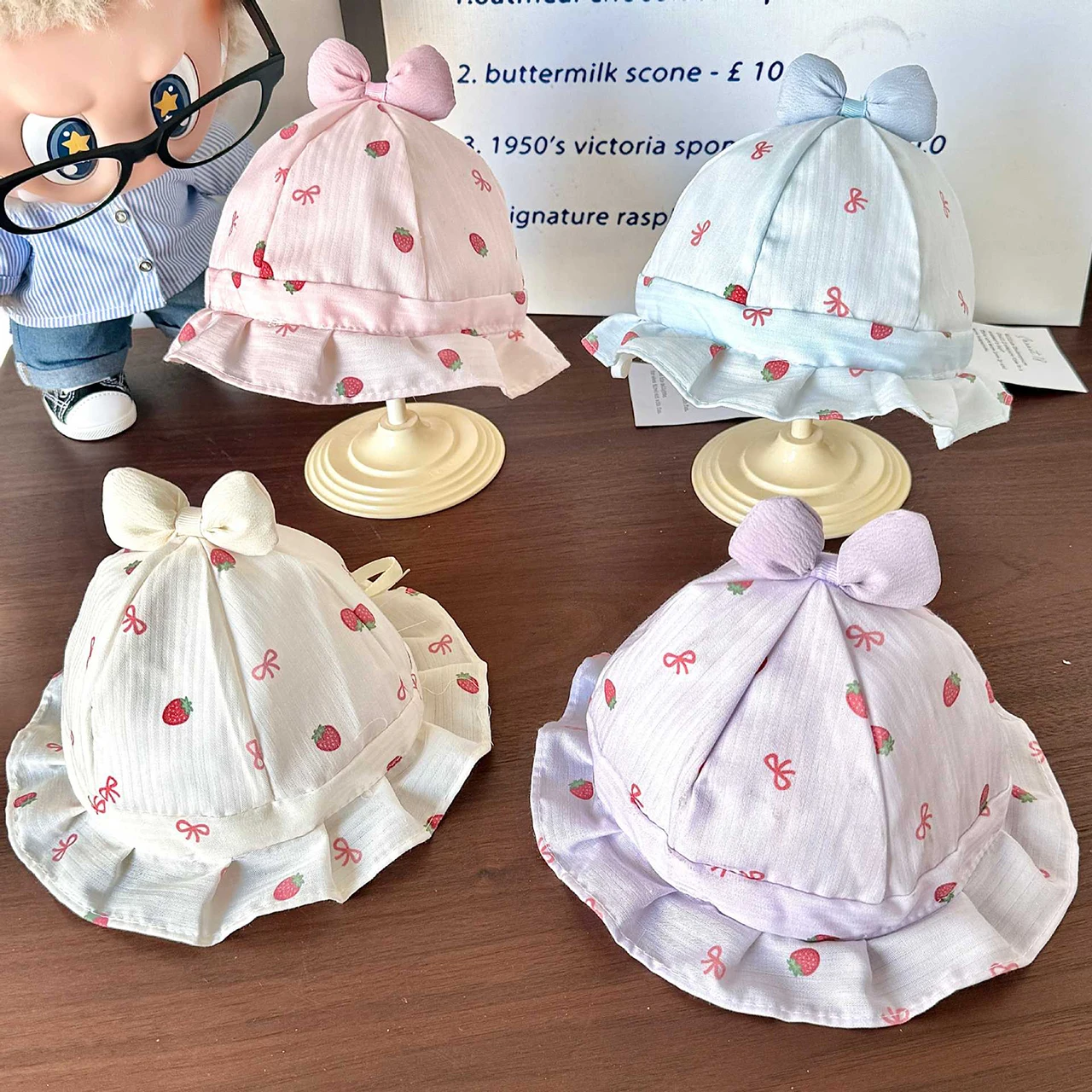 

Spring Summer Baby Fisherman Hat 0-6Month Newborn Wide-Brim Sun Hats Thin Lightweight Cotton Bow Basin Cap Kids Girls Bucket Cap