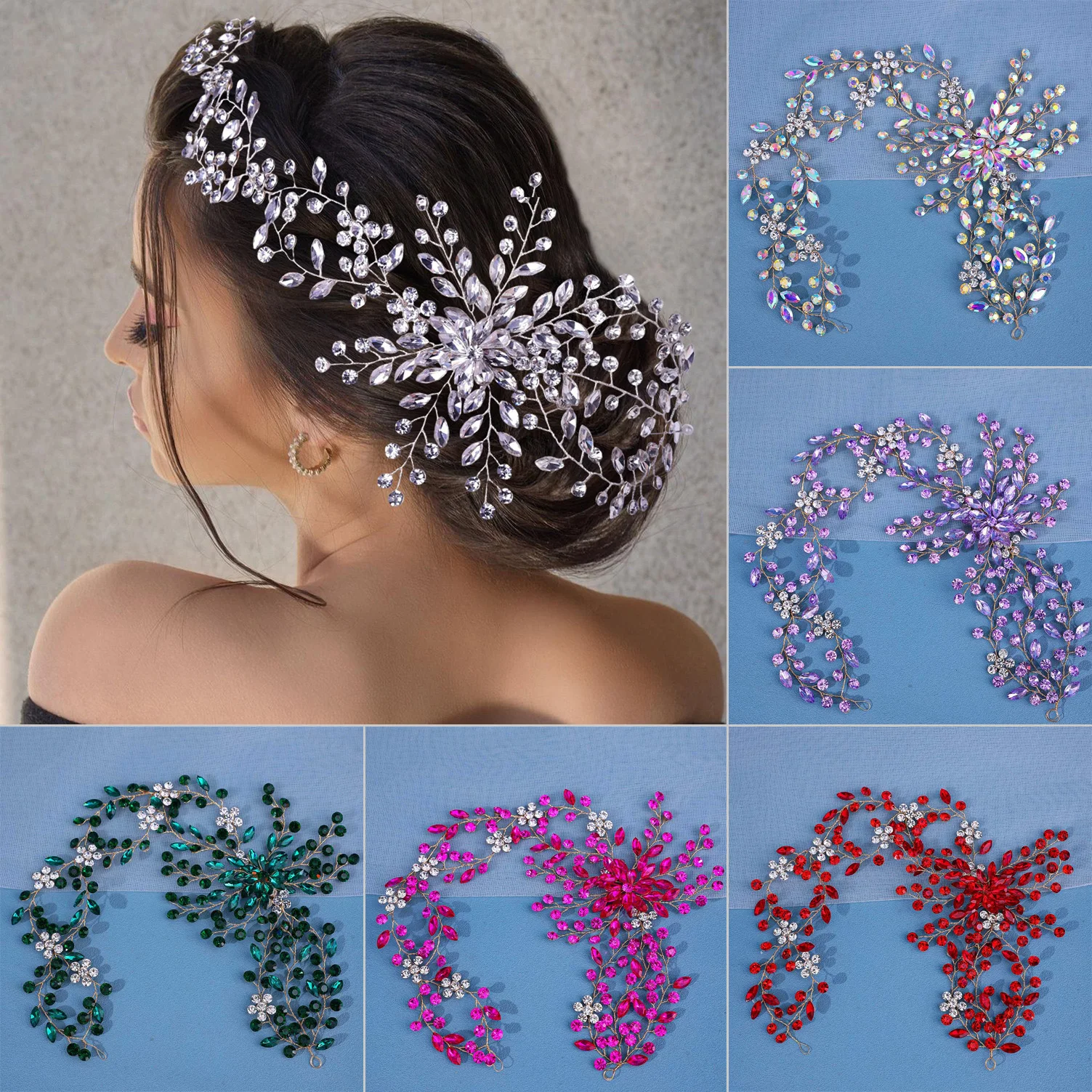 Luxury Fashion Bridal Headband Headdress Wedding Hair Accessories Rhinestones Hair Ornament Jewelry Women Hair Accessories