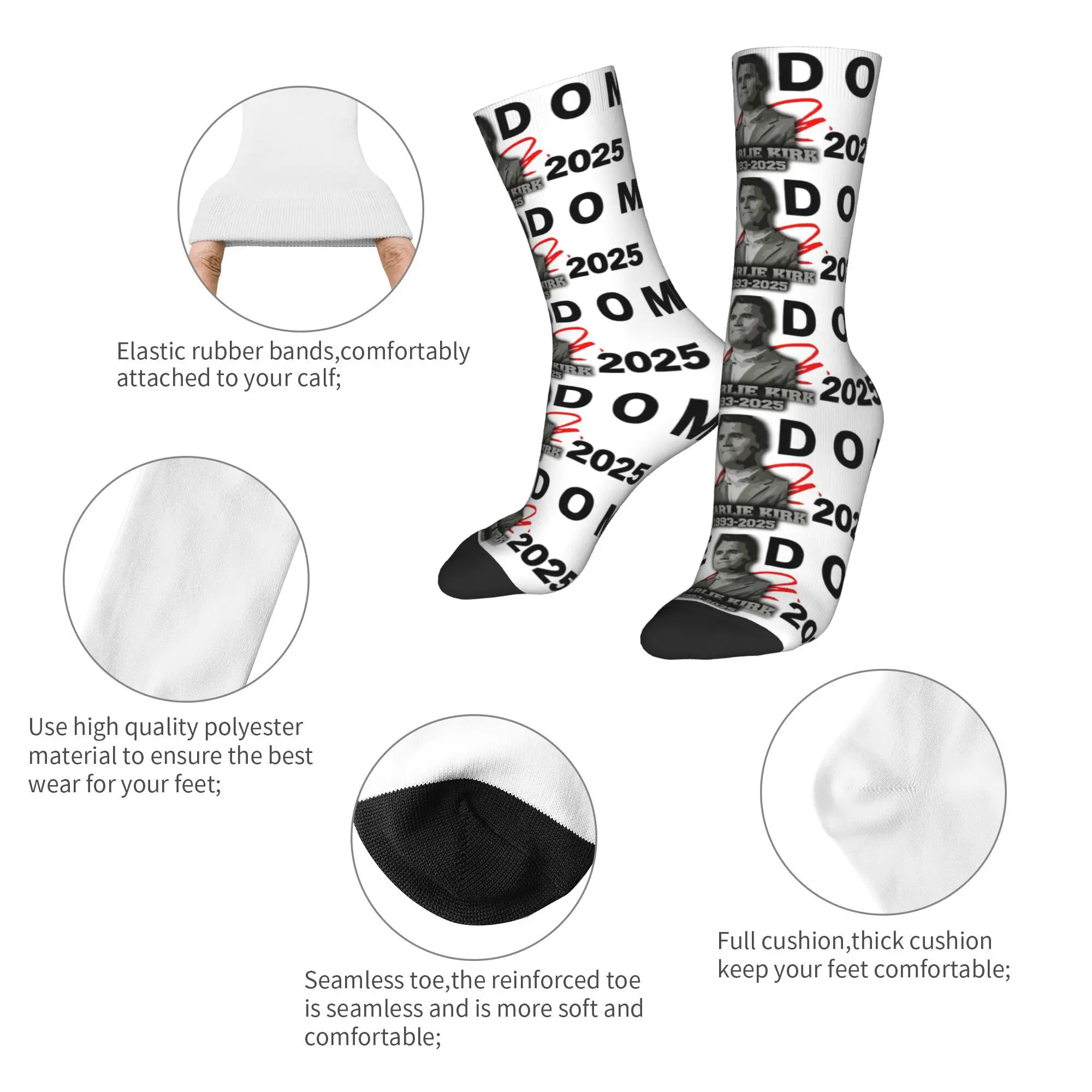 للجنسين الرجال الجوارب الأحمر التوقيع 1993-2025 تشارلي كيرك جوارب الربيع مضحك جوارب ناعمة مخصص الجري الرياضة عدم الانزلاق الجوارب