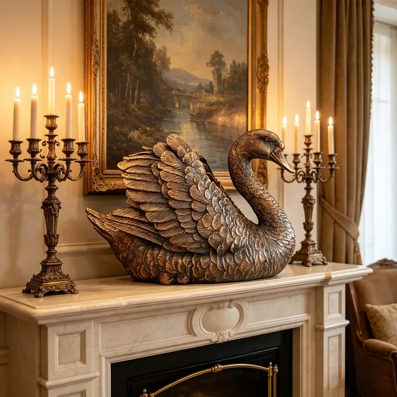 Customized resin animal swan decoration dining table antique home living room desktop