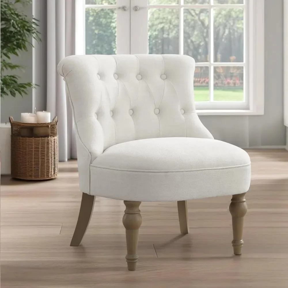 Armless Accent Chair Comfy Tufted Upholstered Chair with Wooden Legs for Bedroom Reading Room Living Room Reception，Customized