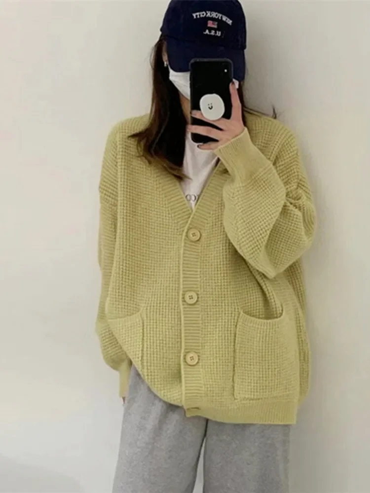 

Women Harajuku Retro O Neck Knitted Cardigan Chic Fashion Basic Sweater Long Sleeve Streetwear Elegant Clothes Knitwear Tops