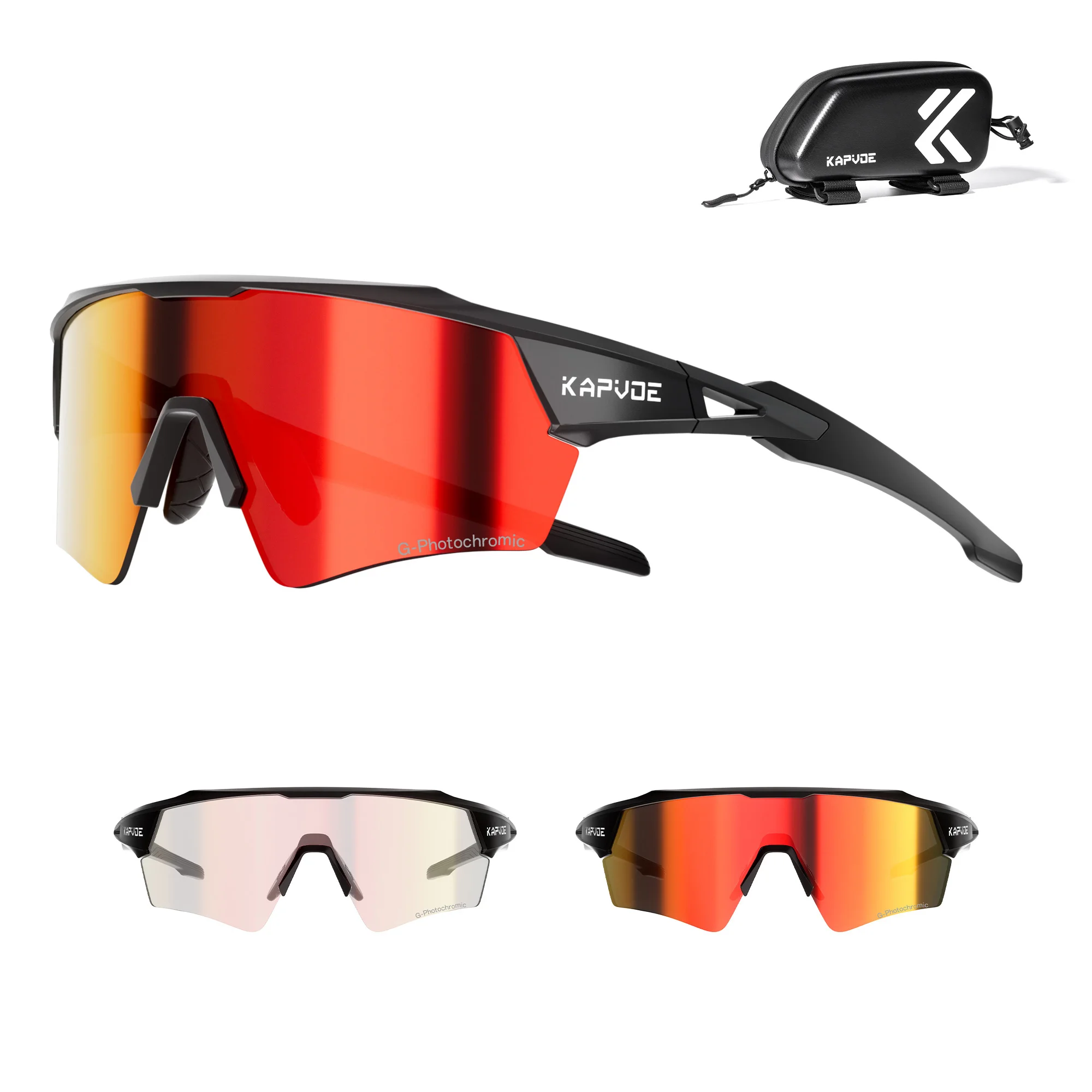 

KAPVOE New High-end Trendy UV400 Photochromic Cycling Sunglasses Outdoor Sports Men Women Driving Hiking Running Glasses Goggles