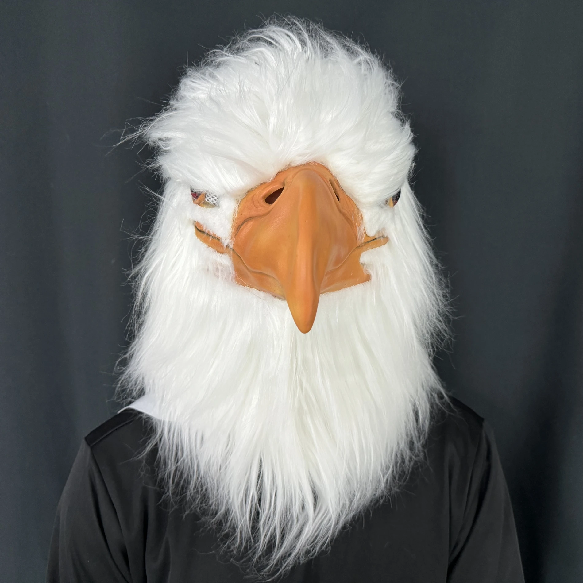 Weiße Adler-Latexmaske – realistische Vogelkopf-Kostümfedern für Erwachsene, Halloween, Party, Cosplay, Tier-Requisite, Maskerade, Karneval – Detail 8
