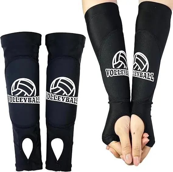 FitsT4 Sports Volleyball Arm Sleeves for Girls Passing Forearm Sleeves with Protection Pads and Thumbhole for Youth