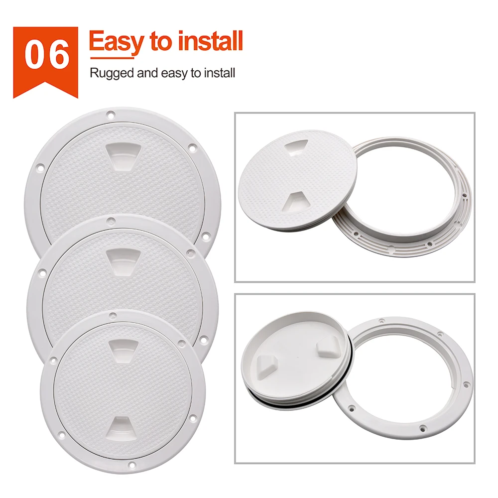4" 6" 8" Inch Boat Hatch Marine Deck Hatch Cover ABS Round Non Slip Inspection Hatch w/Detachable Cover for Boats Yacht