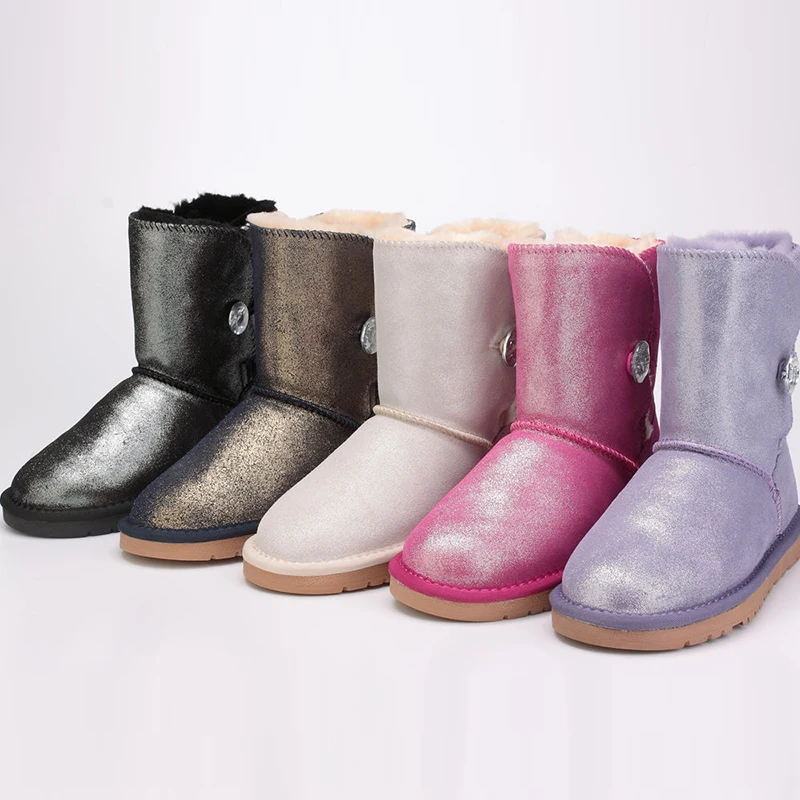 Australian Classic Mid‑calf Women Snow Boots 100% Genuine Leather Faux Fur Lined Casual Winter Warm Non‑slip Women Shoes