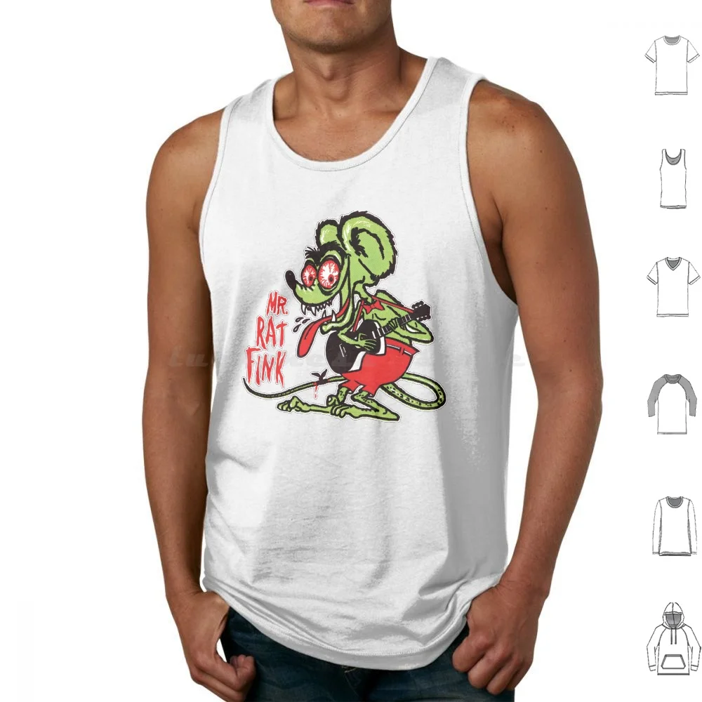 Mr. Rat Fink Tank Tops Print Cotton Rat Fink Mr Rat Fink Weirdo Kustom Kulture Hotrod 1960s Vintage Monster
